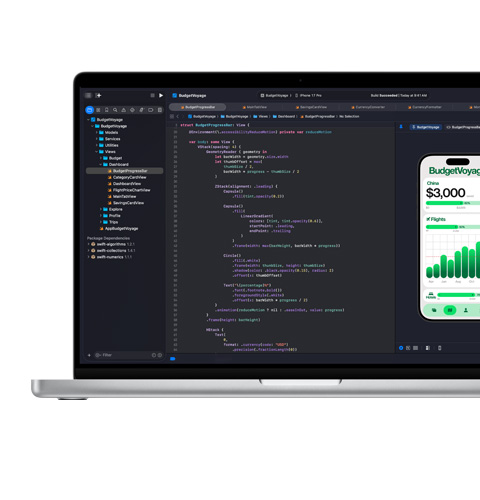 Écran affichant du code dans l’app Xcode
