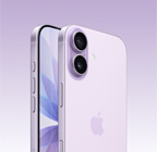 iPhone 17, χρώμα Λεβάντα, μπροστινή εξωτερική όψη, πίσω γωνιακή όψη, σύστημα κάμερας Dual Fusion στην επάνω αριστερή γωνία, κουμπί Ελέγχου Κάμερας, μπροστινή όψη με οθόνη από άκρη σε άκρη, κουμπιά Ενέργειας, έντασης ήχου και πλευρικά κουμπιά