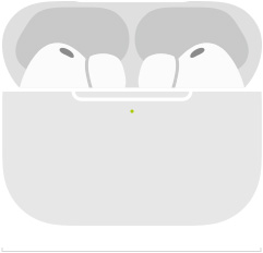 Skizze von AirPods Pro 3 im MagSafe Ladecase (USB-C), gerundetes Case von aussen, LED Ladeanzeige, geöffnetes Case, Breite in Millimeter