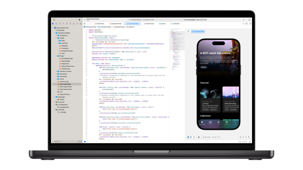 An open Mac. An Apple code editor app called Swift is displayed.