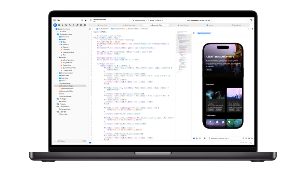 열려 있는 Mac 화면. Swift라는 이름의 Apple 코드 편집기 앱이 떠 있는 모습.