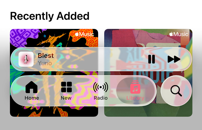 Transparante regelaars in Apple Music laten de achtergrond vervaagd zien